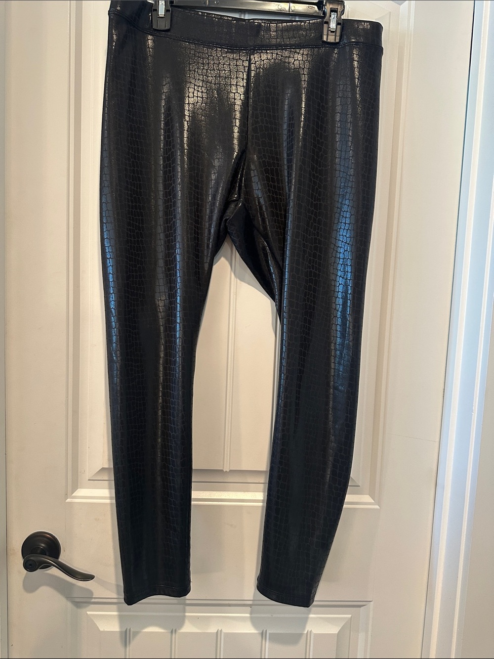 Express Black Faux Leather Croc-Embossed  Leggings
